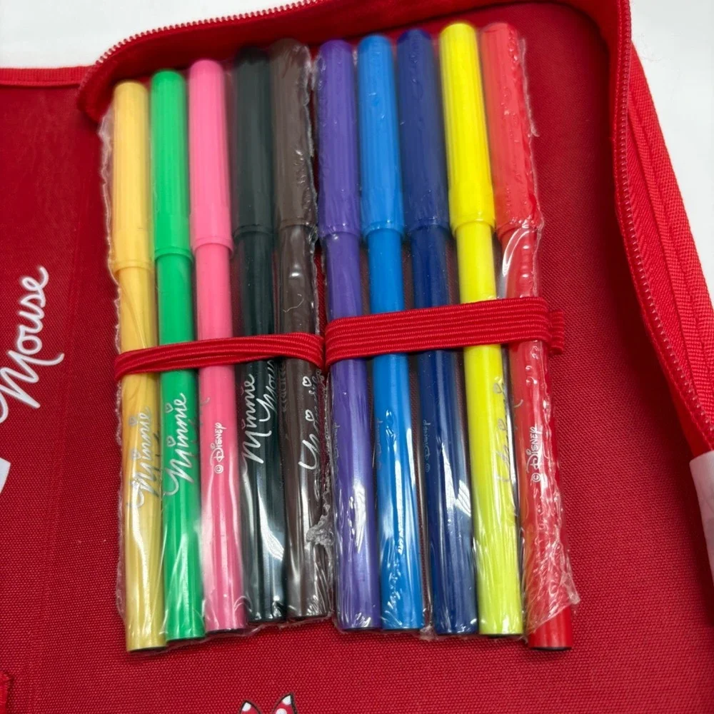 Disney Parks Disneyland Paris Minnie Mouse Art Set Supplies w/Case Pencil Marker